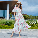 Plus Size Beach Holidays Floral Ruffle Dress