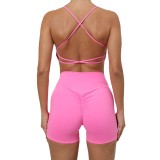 Women Cross Shoulder Strap Tank Yoga Two Piece Set