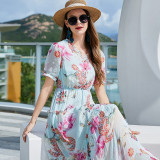 Plus Size Beach Holidays Floral Ruffle Dress