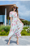 Plus Size Beach Holidays Floral Ruffle Dress