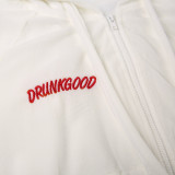 Sports Women's Velvet Embroidery Hoodies Hooded Zipper Top Elastic High Waist Shorts Casual Two Piece Set