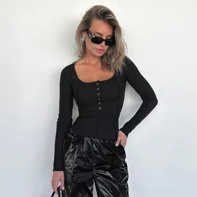 Women's Autumn And Winter Fashionable Long-Sleeved Reverse-Wear Versatile Tops
