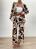 Women Casual printed long-sleeved top and trousers two-piece set