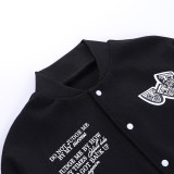 Women Casual Fashion Printed Embroidered Long Sleeve Baseball Jacket