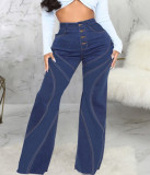 Women Stretch Bell Bottom Denim Pants