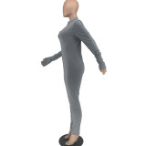 Women's Sexy Solid Color Long Sleeve Sports Jumpsuit