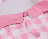 Women's Summer Slim Waist Sweet Halter Neck Straps Pink Plaid Dress