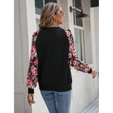 Autumn Printed Patchwork Fashionable And Versatile Casual Round Neck Long Sleeve T-Shirt Women's Clothing