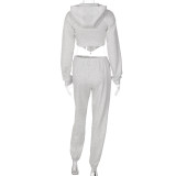 Women's Autumn Fashion Casual Zipper Hooded Top Slim Pants Two Piece Set