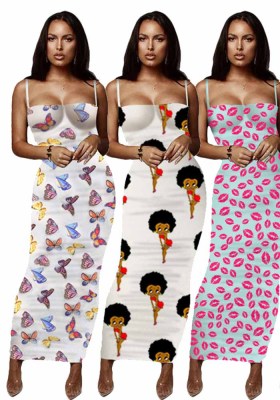 Women printed slip dress