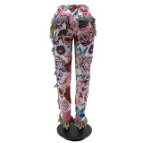 Women Casual Multi-Color Fringed Pants