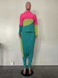 Women's Contrast Color Patchwork Two Piece Pants Set Fashion Women's Clothing