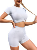 Quick-Drying Yoga Wear Suit Women's Tight Fitting Short Sleeve Fitness Top Butt Lift Yoga Pants