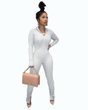 Fashion Women's Clothing Solid Long Sleeve Slim Fitted Jumpsuit