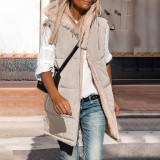 Women's Winter Clothing Loose Sleeveless Hooded Cotton Padded Vest Jacket
