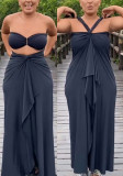 Sexy Solid Color Irregular One Piece Multi-Way Lace-Up Maxi Dress