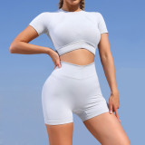 Quick-Drying Yoga Wear Suit Women's Tight Fitting Short Sleeve Fitness Top Butt Lift Yoga Pants