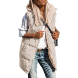 Women's Winter Clothing Loose Sleeveless Hooded Cotton Padded Vest Jacket