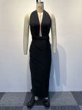 Sexy Solid Color Irregular One Piece Multi-Way Lace-Up Maxi Dress