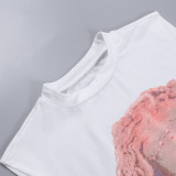 Women Summer Loose Casual Round Neck Portrait Print Sleeveless T-Shirt