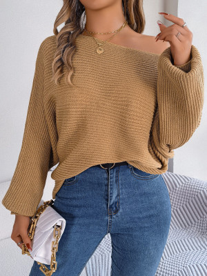 Women Casual Loose Solid Bat Sleeves Sweater