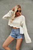 Women Solid hollow wavy knitting sweater