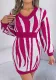 Women v-neck contrast zebra print long-sleeved Bodycon sweater dress