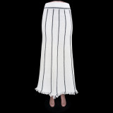 Women's Striped Fringed Knitting Skirt