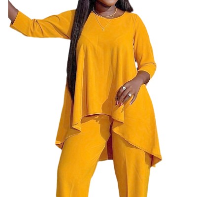 Stylish Chic Plus Size Long Sleeve Two Piece Pants Set