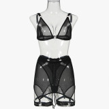 Women See-Through Mesh Lace-Up Sexy Lingerie Set
