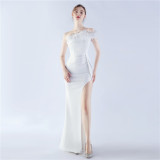 Women Ostrich Feather Party Dinner Evening Dress