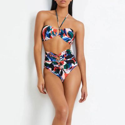 Halter Neck High Waist Sexy Bikini Set Beach Spa Skirt Two Piece Swimsuit For Women