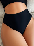 Solid Color Lace-Up Low Back One Piece Sexy Bikini Swimsuit