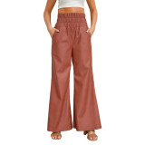 Autumn And Winter Fashion Street High Waisted Wide Leg Pu Leather Women's Pants