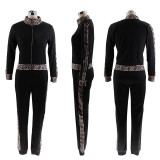 Fashion Casual Women's Zip Long Sleeve Two Piece Pants Set