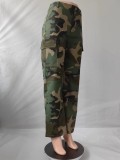 Women's Autumn Fashion Casual High Waist Straight Camouflage Pants