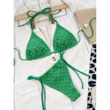 Women's Two Pieces Bikini Fashion Halter Neck Bubble Fabric Swimsuit For Women