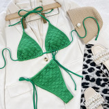 Women's Two Pieces Bikini Fashion Halter Neck Bubble Fabric Swimsuit For Women
