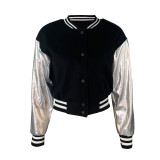 Women Embroidered Patchwork Jacket Baseball Jacket