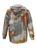 Plus Size Women Casual Print Loose Hoodies