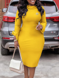 Women's Autumn And Winter Long Sleeve Bodycon Professional OL Chic Plus Size African Dress