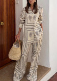 Printed Long-Sleeved Shirt And Trousers Two-Piece Set Home Wear