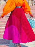 Plus Size Women's Autumn Fashion Elastic Pleated Skirt Plus Size A-Line Skirt