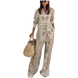 Printed Long-Sleeved Shirt And Trousers Two-Piece Set Home Wear