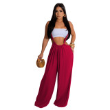 Women Casual Solid Wide Leg Overalls