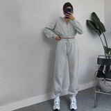 Women Autumn and Winter Zipper Hoodies and Pant Casual Sports Two-piece Set