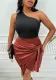 Plus Size Women Sexy Solid Patchwork Slash Shoulder Bodycon Dress