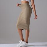 Women High Waist Stretch Slit Sports Skirt