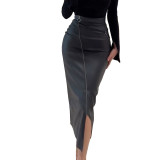 Plus Size Women Zipper Sexy High Waist Bodycon Skirt