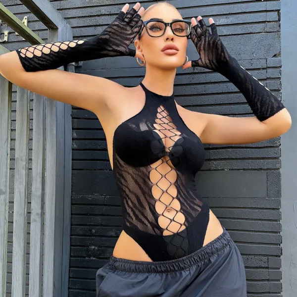 Women See-Through suspender one-piece sexy lingerie